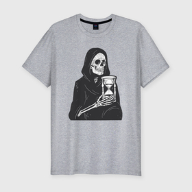 Мужская футболка хлопок Slim с принтом Смерть и песочные часы в Екатеринбурге, 92% хлопок, 8% лайкра | приталенный силуэт, круглый вырез ворота, длина до линии бедра, короткий рукав | 