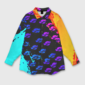 Мужская рубашка oversize 3D с принтом Brawl stars neon logo kids ,  |  | 