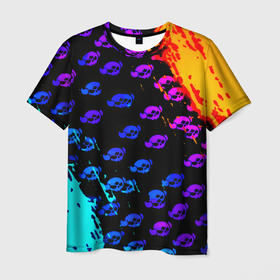 Мужская футболка 3D с принтом Brawl stars neon logo kids в Курске, 100% полиэфир | прямой крой, круглый вырез горловины, длина до линии бедер | 