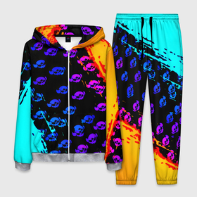 Мужской костюм 3D с принтом Brawl stars neon logo kids в Санкт-Петербурге, 100% полиэстер | Манжеты и пояс оформлены тканевой резинкой, двухслойный капюшон со шнурком для регулировки, карманы спереди | 
