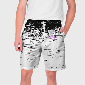 Мужские шорты 3D с принтом GTA vice city краски в Тюмени,  полиэстер 100% | прямой крой, два кармана без застежек по бокам. Мягкая трикотажная резинка на поясе, внутри которой широкие завязки. Длина чуть выше колен | 