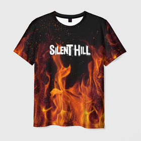 Мужская футболка 3D с принтом Silent hill огонь в Тюмени, 100% полиэфир | прямой крой, круглый вырез горловины, длина до линии бедер | 