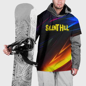 Накидка на куртку 3D с принтом Silent hill stripes neon в Курске, 100% полиэстер |  | 