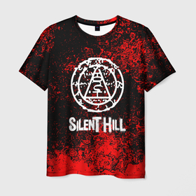 Мужская футболка 3D с принтом Silent hill лого blood в Тюмени, 100% полиэфир | прямой крой, круглый вырез горловины, длина до линии бедер | 