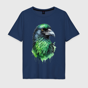 Мужская футболка хлопок Oversize с принтом Мудрость ворона в Екатеринбурге, 100% хлопок | свободный крой, круглый ворот, “спинка” длиннее передней части | 