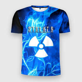 Мужская футболка 3D Slim с принтом Stalker голубой огонь припяти в Петрозаводске, 100% полиэстер с улучшенными характеристиками | приталенный силуэт, круглая горловина, широкие плечи, сужается к линии бедра | 