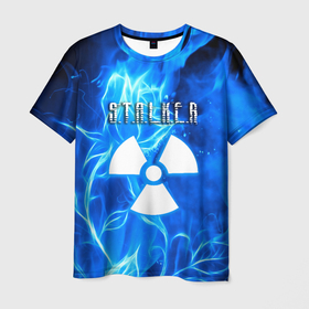 Мужская футболка 3D с принтом Stalker голубой огонь припяти в Петрозаводске, 100% полиэфир | прямой крой, круглый вырез горловины, длина до линии бедер | 