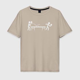 Мужская футболка хлопок Oversize с принтом Ping pong , 100% хлопок | свободный крой, круглый ворот, “спинка” длиннее передней части | 