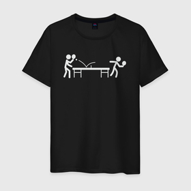Мужская футболка хлопок с принтом Ping pong в Петрозаводске, 100% хлопок | прямой крой, круглый вырез горловины, длина до линии бедер, слегка спущенное плечо. | 