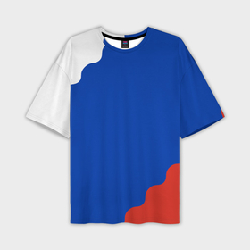 Мужская футболка oversize 3D с принтом Триколор диагональный волнистый в Курске,  |  | 