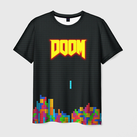 Мужская футболка 3D с принтом Doom x tetrix коллабарация в Петрозаводске, 100% полиэфир | прямой крой, круглый вырез горловины, длина до линии бедер | Тематика изображения на принте: 
