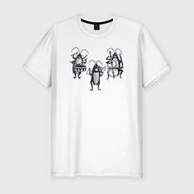 Мужская футболка хлопок Slim с принтом Таракашки музыканты в Екатеринбурге, 92% хлопок, 8% лайкра | приталенный силуэт, круглый вырез ворота, длина до линии бедра, короткий рукав | Тематика изображения на принте: 