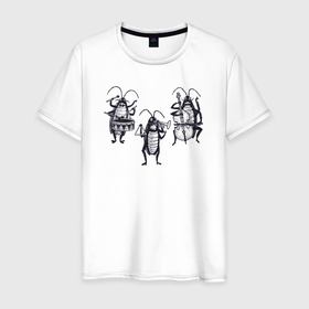Мужская футболка хлопок с принтом Таракашки музыканты , 100% хлопок | прямой крой, круглый вырез горловины, длина до линии бедер, слегка спущенное плечо. | 