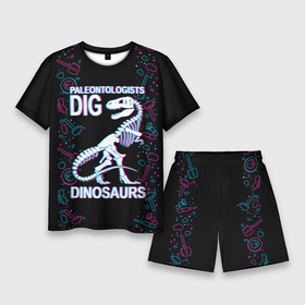 Мужской костюм с шортами 3D с принтом Paleontologists dig dinosaurs ,  |  | Тематика изображения на принте: 