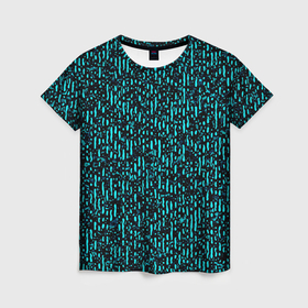 Женская футболка 3D с принтом Чёрно бирюзовый абстракция в Кировске, 100% полиэфир ( синтетическое хлопкоподобное полотно) | прямой крой, круглый вырез горловины, длина до линии бедер | 