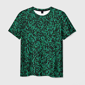 Мужская футболка 3D с принтом Абстрактный полосатый зелёный в Курске, 100% полиэфир | прямой крой, круглый вырез горловины, длина до линии бедер | 