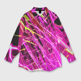 Мужская рубашка oversize 3D с принтом Розовые энергетические линии в Курске,  |  | 