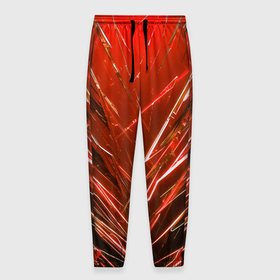 Мужские брюки 3D с принтом Красные ломаные молнии в Белгороде, 100% полиэстер | манжеты по низу, эластичный пояс регулируется шнурком, по бокам два кармана без застежек, внутренняя часть кармана из мелкой сетки | Тематика изображения на принте: 