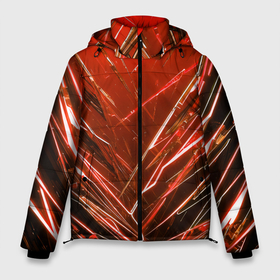 Мужская зимняя куртка 3D с принтом Красные ломаные молнии в Новосибирске, верх — 100% полиэстер; подкладка — 100% полиэстер; утеплитель — 100% полиэстер | длина ниже бедра, свободный силуэт Оверсайз. Есть воротник-стойка, отстегивающийся капюшон и ветрозащитная планка. 

Боковые карманы с листочкой на кнопках и внутренний карман на молнии. | 