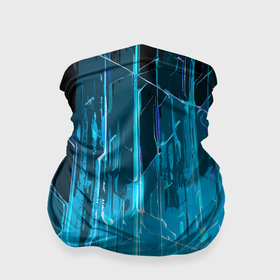 Бандана-труба 3D с принтом Белые линии на синем фоне в Белгороде, 100% полиэстер, ткань с особыми свойствами — Activecool | плотность 150‒180 г/м2; хорошо тянется, но сохраняет форму | 