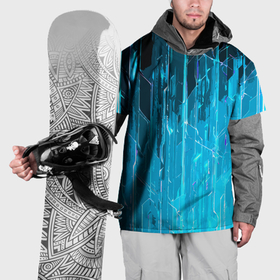 Накидка на куртку 3D с принтом Белые линии на синем фоне в Петрозаводске, 100% полиэстер |  | Тематика изображения на принте: 