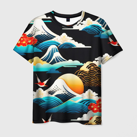 Мужская футболка 3D с принтом Японская палитра природы в Курске, 100% полиэфир | прямой крой, круглый вырез горловины, длина до линии бедер | 
