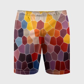 Мужские шорты спортивные с принтом Красочная мозаика из кусочков различной формы в Санкт-Петербурге,  |  | 