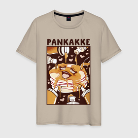 Мужская футболка хлопок с принтом Блинчики   pancakes ahegao в Курске, 100% хлопок | прямой крой, круглый вырез горловины, длина до линии бедер, слегка спущенное плечо. | 
