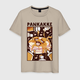 Мужская футболка хлопок с принтом Блинчики   pancakes ahegao в Новосибирске, 100% хлопок | прямой крой, круглый вырез горловины, длина до линии бедер, слегка спущенное плечо. | 