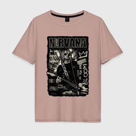 Мужская футболка хлопок Oversize с принтом Nirvana In Bloom в Кировске, 100% хлопок | свободный крой, круглый ворот, “спинка” длиннее передней части | Тематика изображения на принте: 