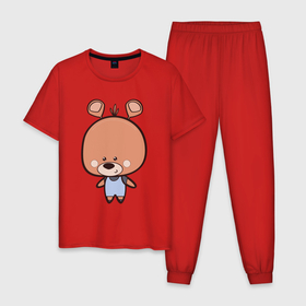 Мужская пижама хлопок с принтом Милый мишутка в Курске, 100% хлопок | брюки и футболка прямого кроя, без карманов, на брюках мягкая резинка на поясе и по низу штанин
 | 