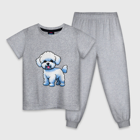 Детская пижама хлопок с принтом Белый пудель в Кировске, 100% хлопок |  брюки и футболка прямого кроя, без карманов, на брюках мягкая резинка на поясе и по низу штанин
 | 