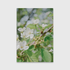 Обложка для паспорта матовая кожа с принтом Цветущая ветка вишни, фото в Курске, натуральная матовая кожа | размер 19,3 х 13,7 см; прозрачные пластиковые крепления | 