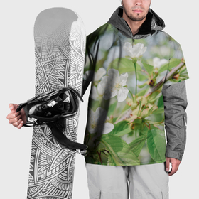 Накидка на куртку 3D с принтом Цветущая ветка вишни, фото , 100% полиэстер |  | Тематика изображения на принте: 