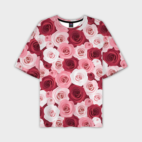 Мужская футболка oversize 3D с принтом Красные и розовые розы в Тюмени,  |  | 