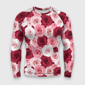 Мужской рашгард 3D с принтом Красные и розовые розы в Курске,  |  | Тематика изображения на принте: 