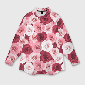 Мужская рубашка oversize 3D с принтом Красные и розовые розы в Курске,  |  | Тематика изображения на принте: 