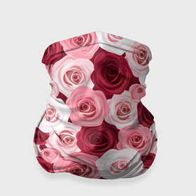 Бандана-труба 3D с принтом Красные и розовые розы в Кировске, 100% полиэстер, ткань с особыми свойствами — Activecool | плотность 150‒180 г/м2; хорошо тянется, но сохраняет форму | 