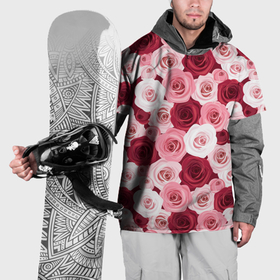 Накидка на куртку 3D с принтом Красные и розовые розы в Новосибирске, 100% полиэстер |  | Тематика изображения на принте: 