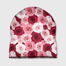 Шапка 3D с принтом Красные и розовые розы в Кировске, 100% полиэстер | универсальный размер, печать по всей поверхности изделия | 