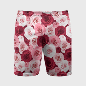 Мужские шорты спортивные с принтом Красные и розовые розы в Кировске,  |  | 
