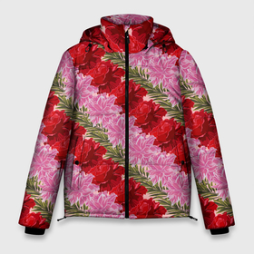Мужская зимняя куртка 3D с принтом Фон с лилиями и розами , верх — 100% полиэстер; подкладка — 100% полиэстер; утеплитель — 100% полиэстер | длина ниже бедра, свободный силуэт Оверсайз. Есть воротник-стойка, отстегивающийся капюшон и ветрозащитная планка. 

Боковые карманы с листочкой на кнопках и внутренний карман на молнии. | 