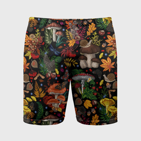 Мужские шорты спортивные с принтом Фон с лесными грибами в Екатеринбурге,  |  | 