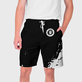 Мужские шорты 3D с принтом Chelsea футбольный клуб краски в Новосибирске,  полиэстер 100% | прямой крой, два кармана без застежек по бокам. Мягкая трикотажная резинка на поясе, внутри которой широкие завязки. Длина чуть выше колен | 