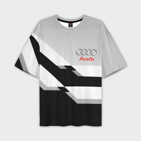 Мужская футболка oversize 3D с принтом Audi sport geometry black в Екатеринбурге,  |  | 