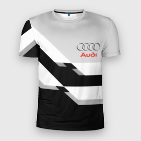Мужская футболка 3D Slim с принтом Audi sport geometry black в Курске, 100% полиэстер с улучшенными характеристиками | приталенный силуэт, круглая горловина, широкие плечи, сужается к линии бедра | Тематика изображения на принте: 