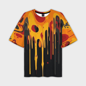 Мужская футболка oversize 3D с принтом Пятна   краски  абстракция  желтые   красные  черные    кляксы в Санкт-Петербурге,  |  | 