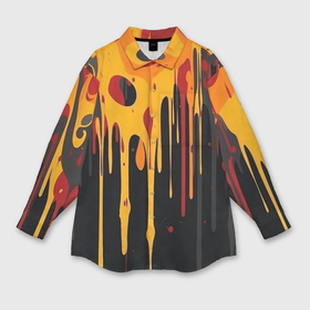 Мужская рубашка oversize 3D с принтом Пятна   краски  абстракция  желтые   красные  черные    кляксы в Санкт-Петербурге,  |  | Тематика изображения на принте: 