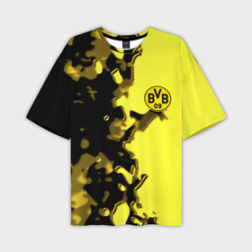 Мужская футболка oversize 3D с принтом Borussia sport geometry yellow в Кировске,  |  | Тематика изображения на принте: 