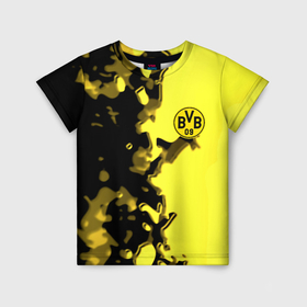 Детская футболка 3D с принтом Borussia sport geometry yellow в Кировске, 100% гипоаллергенный полиэфир | прямой крой, круглый вырез горловины, длина до линии бедер, чуть спущенное плечо, ткань немного тянется | 